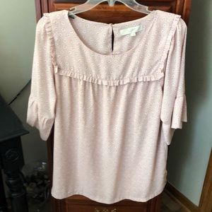 Pink floral short sleeve blouse